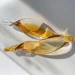 Amber gradient clear handmade glass twisted leaves-12