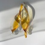 Amber gradient clear handmade glass twisted leaves-13