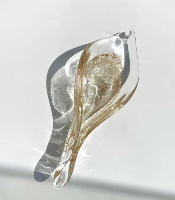 Gold Dust Twisted Handmade Glass Leaves-3