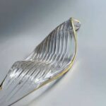 Gold-edged striped transparent handmade glass leaves-4