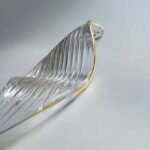 Gold-edged striped transparent handmade glass leaves-5