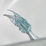 Light blue hand-blown glass feather-1