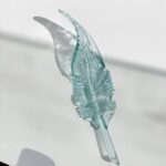 Light blue hand-blown glass feather-2