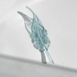 Light blue hand-blown glass feather-3