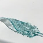 Light blue hand-blown glass feather-4