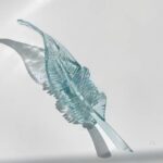 Light blue hand-blown glass feather-5