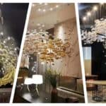 Customized Gold and White Art Glass Chandelier Pendant Light for 5 stars Restaurant and hotel villas-1