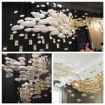 Customized Gold and White Art Glass Chandelier Pendant Light for 5 stars Restaurant and hotel villas-2