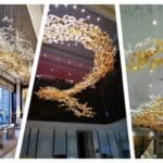 Luxury Curved Glass Chandelier LED Clear Amber Color Shade Crystal Glass Ceiling Hanging Customized Chandeliers for Dining Room-2