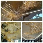 Luxury Curved Glass Chandelier LED Clear Amber Color Shade Crystal Glass Ceiling Hanging Customized Chandeliers for Dining Room-3