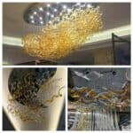 Luxury Curved Glass Chandelier LED Clear Amber Color Shade Crystal Glass Ceiling Hanging Customized Chandeliers for Dining Room-4