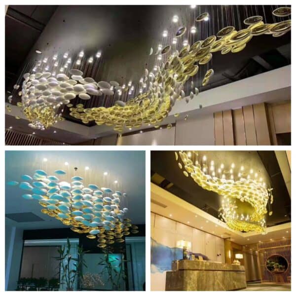 Modern Hotel Cloud Shape Design Of White Glass Chandelier Contemporary Chandelier-3