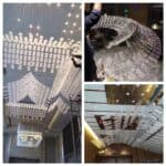 Teahouse restaurant hotel lobby modeling lamp banquet hall sales department sand glass tile house eave roof chandelier-1